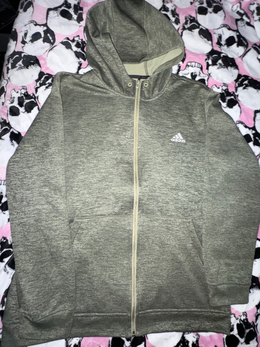 adidas men’s Olive Clima warm fleece Full-Zip Hoodie Jacket